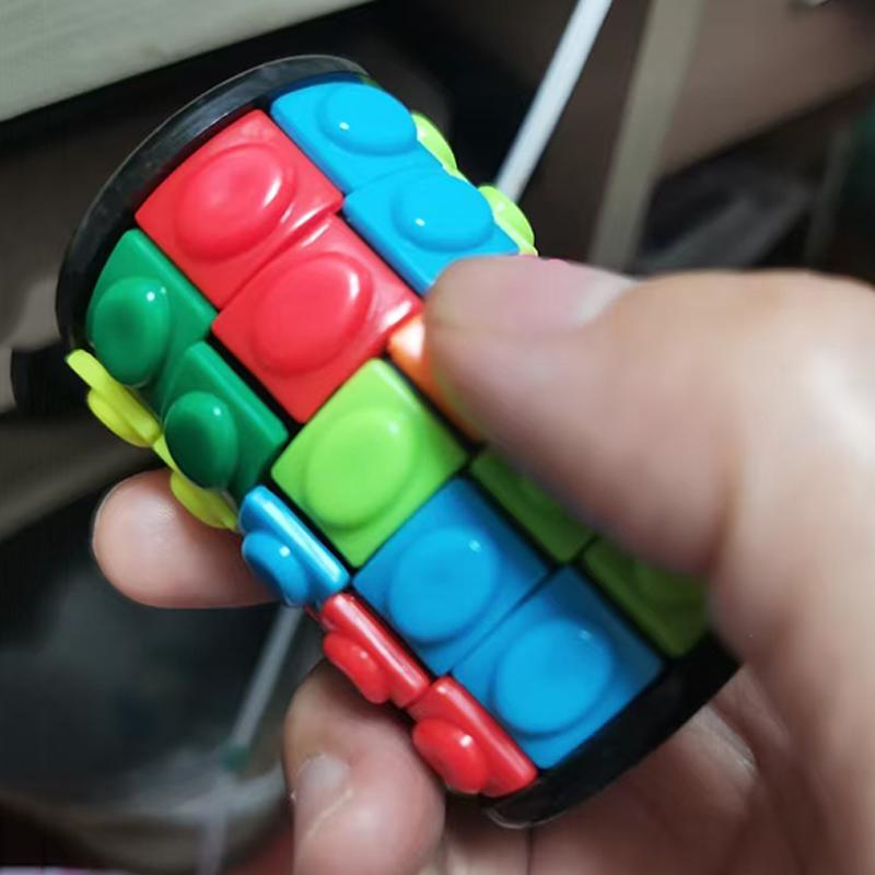 Creative Gifts Rotate and Slide Puzzle Cylinder Cube Brain Development Educational Sensory Toys for Kids Boys Girls Adults