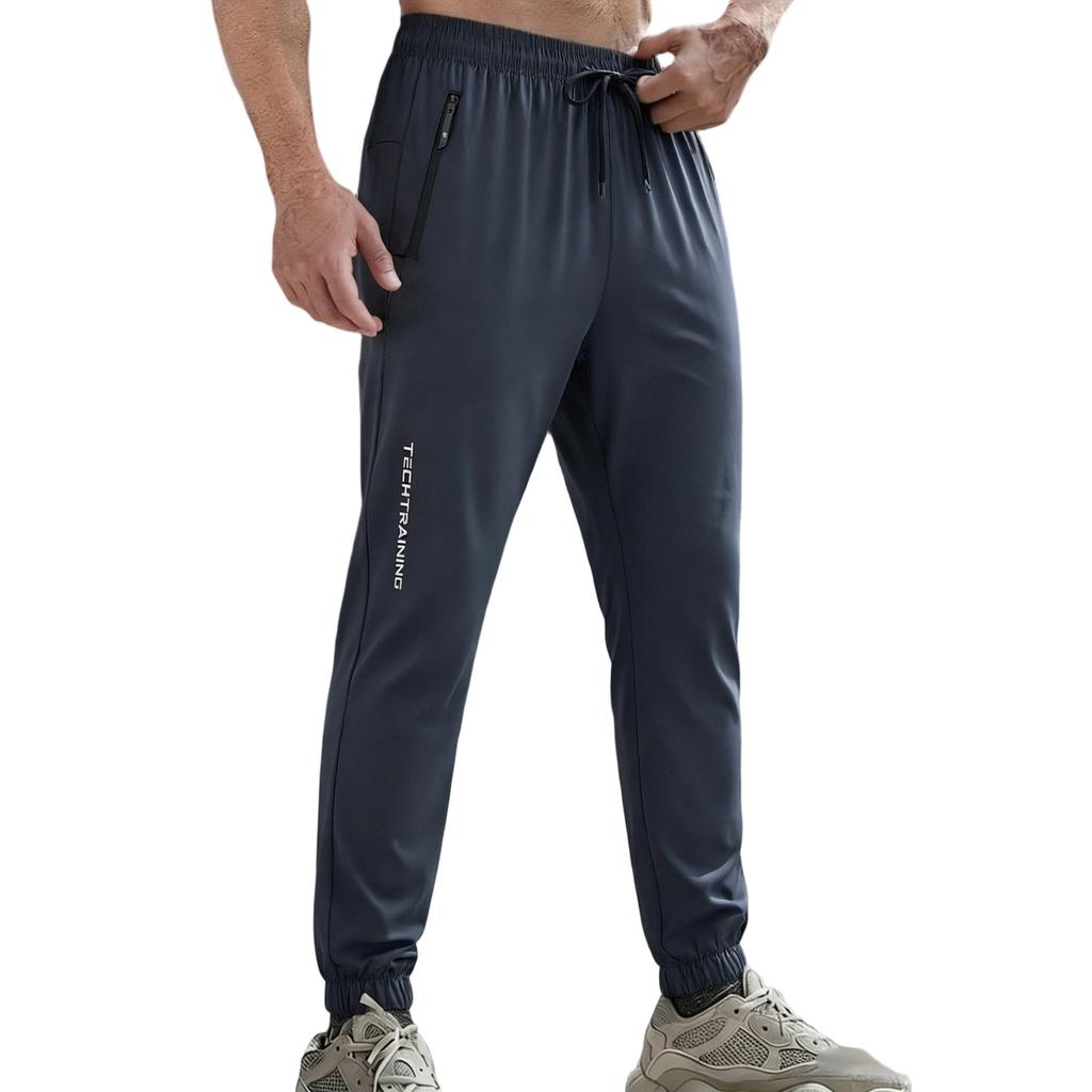Men's Casual Pants - Men's Model With Zipped Pockets, Elastic Waist, Lightweight And Breathable Sports Pants