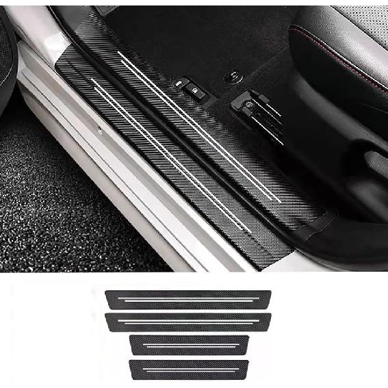 Защита порога двери, Защита от царапин (Для всех моделей автомобилей), Защита порога двери (4 штуки, красный) Negro -