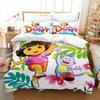 Dora Printed Bedding Sets Kids Boys Girls Bed Linen Queen King Full Twin Single Size New Anime Kamado Nezuko Duvet Cover Sets
