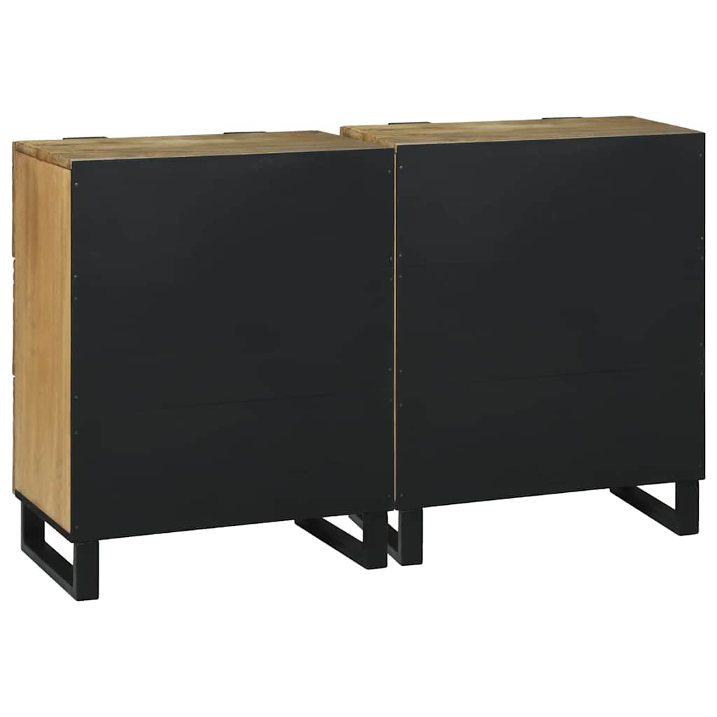 Sideboard Set 2 pcs Natural 120 x 33.5 x 75 cm Solid Mango Wood