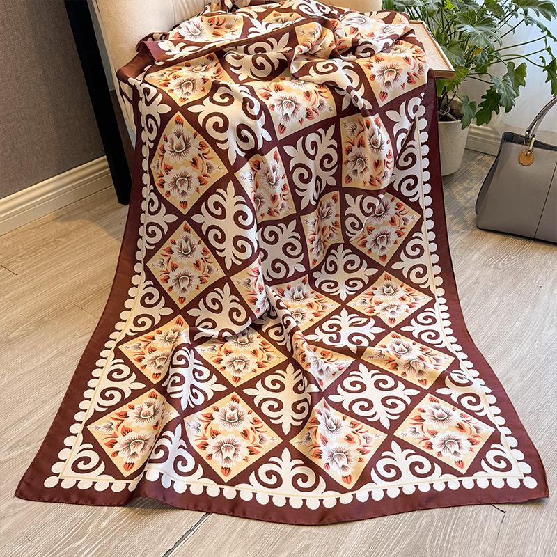 Cashew Flower Fashion Shawl Spring And Summer Imitation Silk Decorative Scarf Women'S Retro Temperament Outer Decorative Scarf