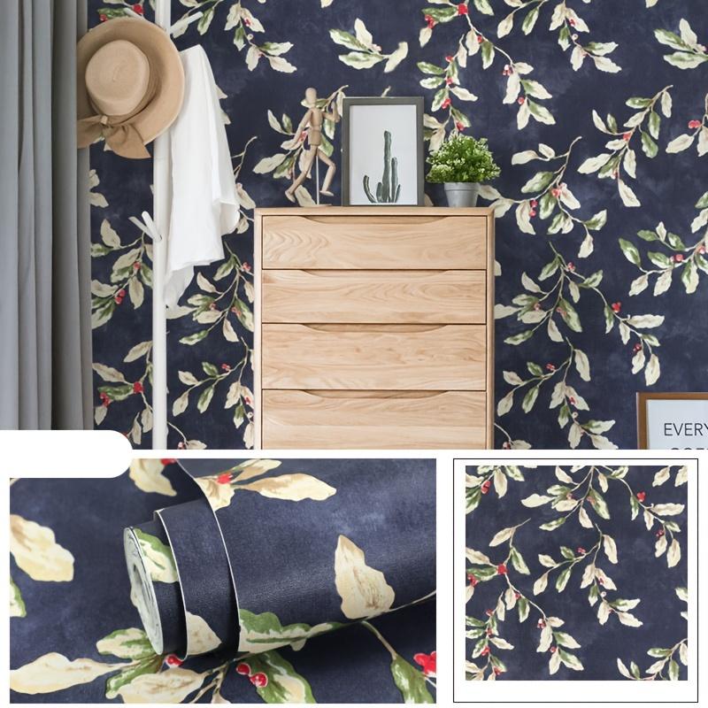 Self-Adhesive Vintage Plant Contact Paper (17.7×393.7in) - Leaf Peel Stickers for Kitchen/Office/Bedroom Home Wall Decoration