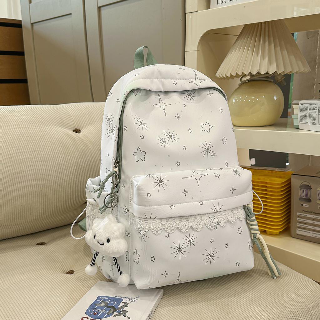 Schoolbagins wind backpack schoolbag cute cloud pendant simple fresh fashion versatile backpack Korean version of campus sweet