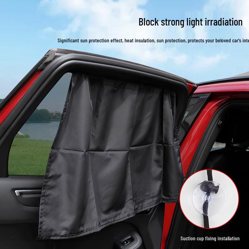 Car Window Sunshade Curtain with Suction Cups - Blackout Privacy & Heat Insulation