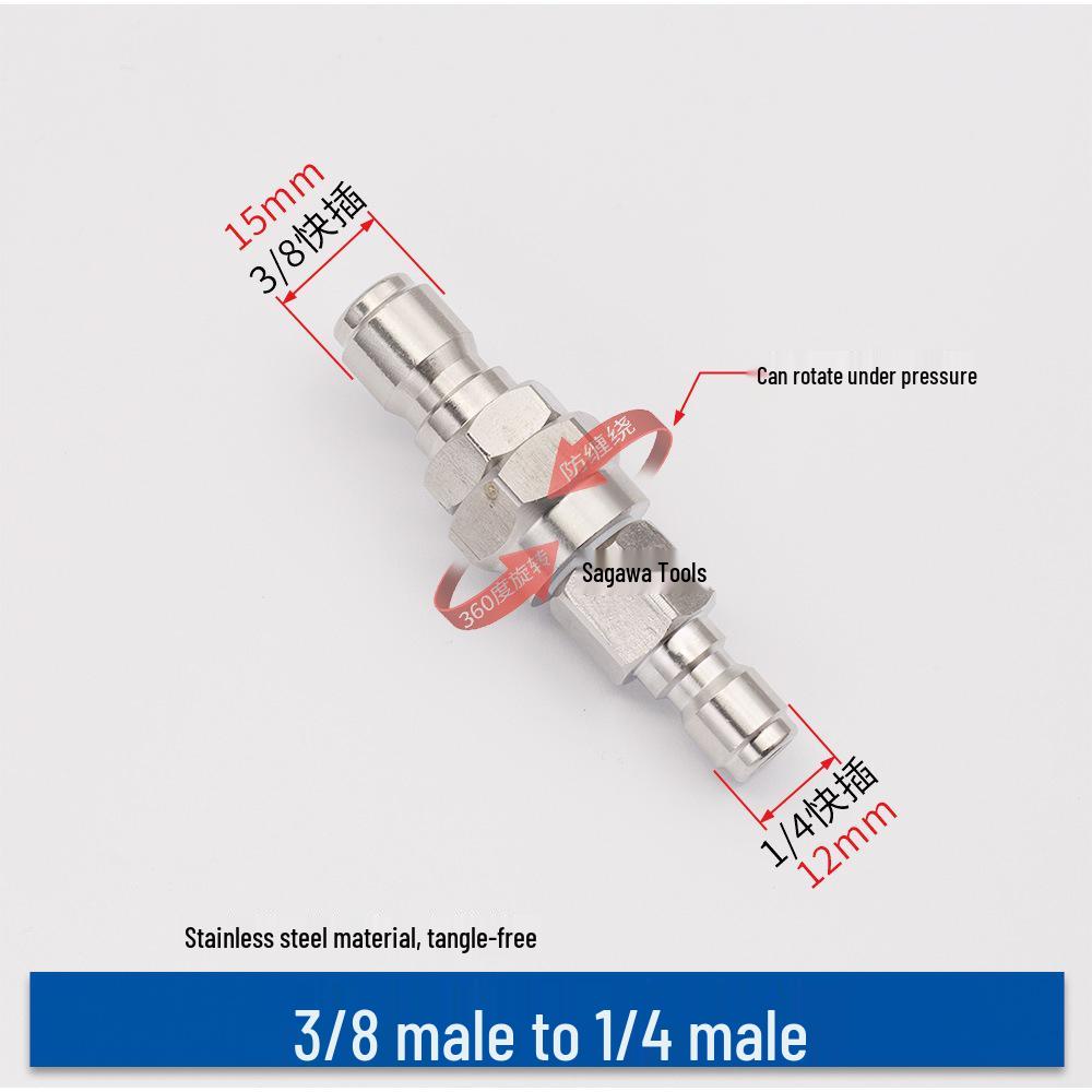 3/8" Anti-Tangle High-Pressure Washer Rotating Water Gun Connector, Stainless Steel, M14/M18/M22.