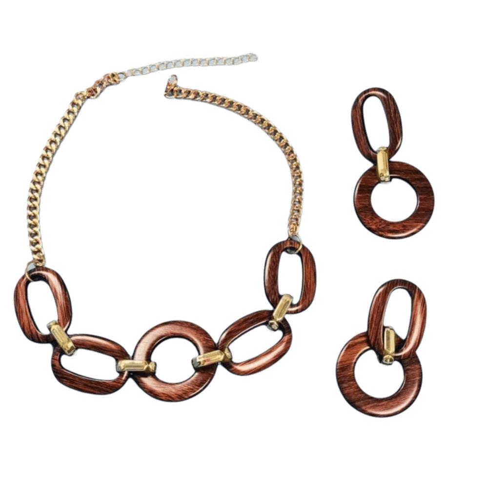 Oval Link Choker Earrings Set Geometric Necklace Set Versatile Acrylic Jewelry Set Club Outing