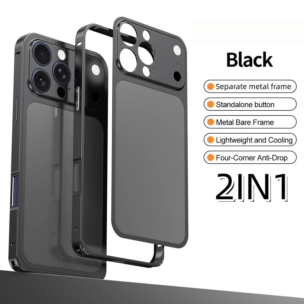 Color Alloy Frame Case For 16 13 15 14 Pro/Pro Max Instant Upgrade 17Pro/Pro Max Large Window Backplane Anti-Drop Cover