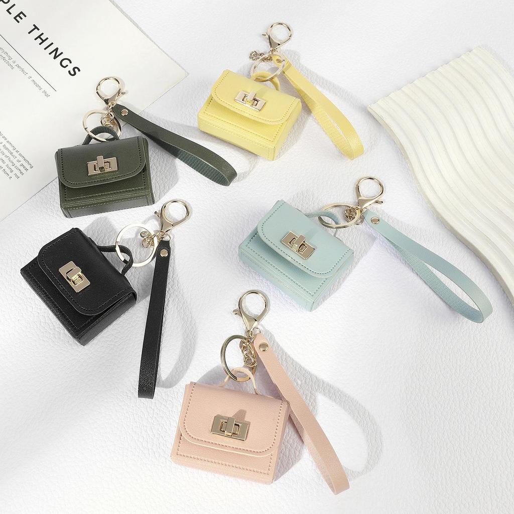 Mini PU Leather Keychain Coin Purse with Strap - Multi-use Bag Charm & Mobile Accessory