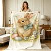Soft Flannel Blanket with Easter Bunny Floral Egg Print All Season Warm Throw Blanket for Sofa Couch Bed Office Living Room Home Decor