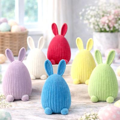Resin Flocked Easter Bunny Egg Figurine Spring Party Tiered Tray Centerpiece for Tabletop Entryway Home Decor