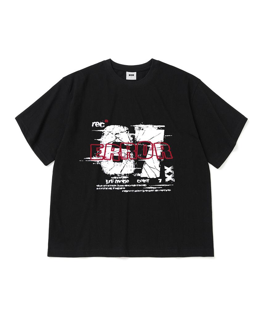 XOX Distorted Error Graphic Crop T-Shirt [Black]