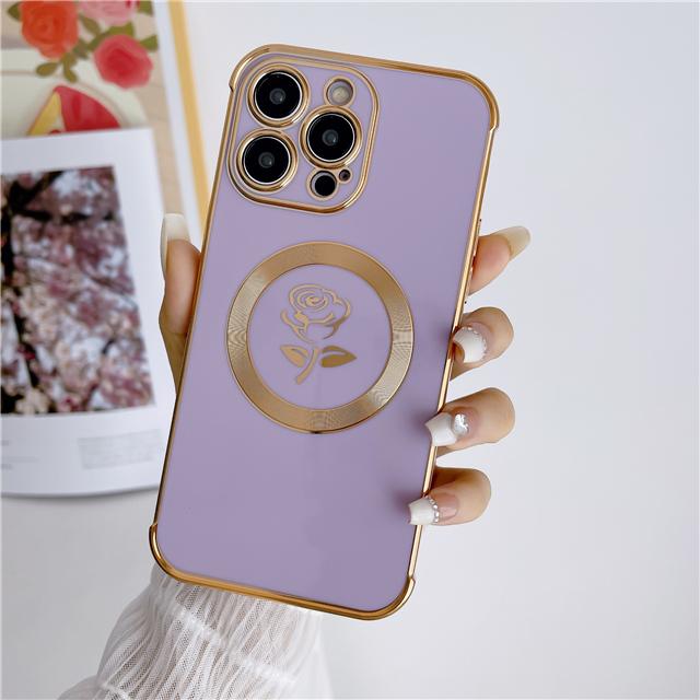 

Роскошный магнитный чехол Magsafe с покрытием из розы для iPhone 11 12 13 14 15 Pro Max, защитная пленка для объектива 14 Plus For iPhone 13