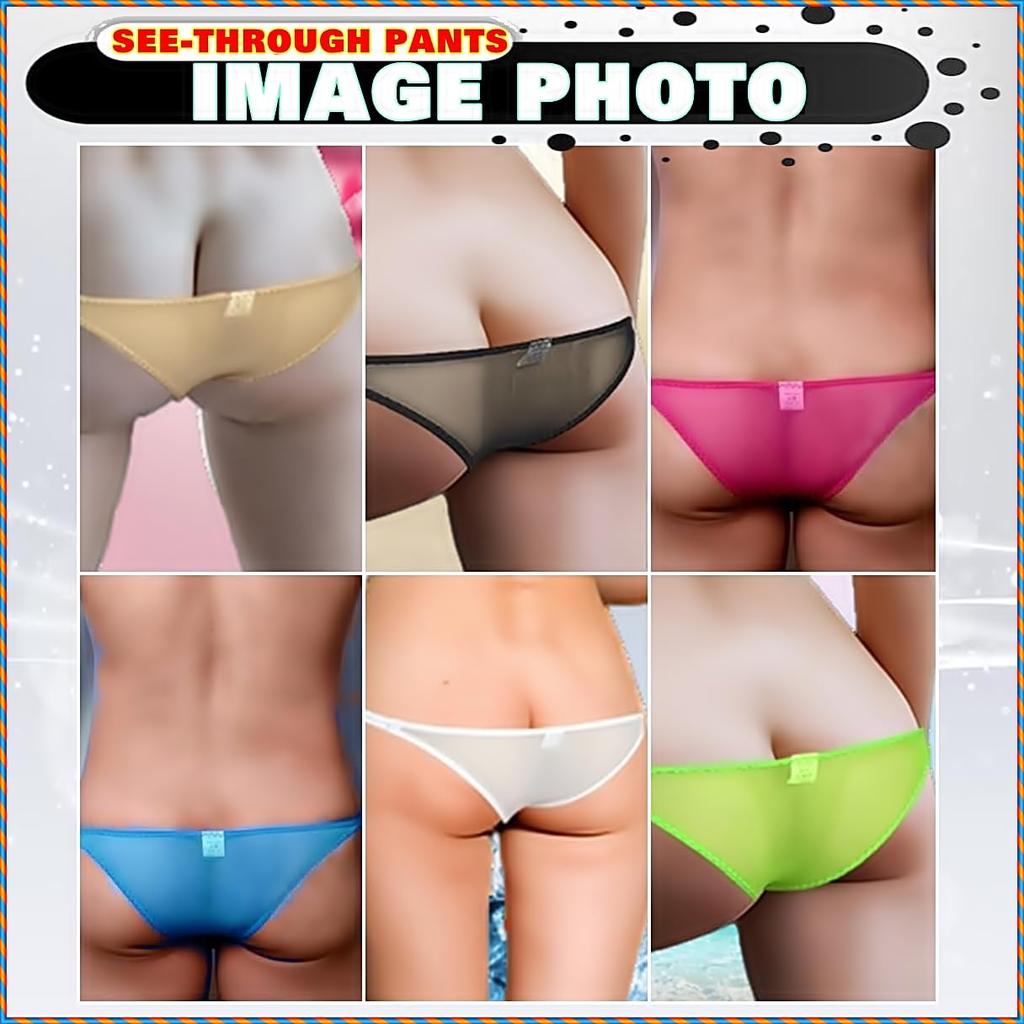 Heureux La Joie Ultra Briefs Men's See-Through T-Back Underwear, Sexy, Erotic, Micro, Sexy, 3D, Lace, G-String, Mesh, Half-Back (Size L, White)