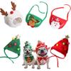 Festive Dog Cat Xmas Hat Bib Set – Red/green/white Polyester