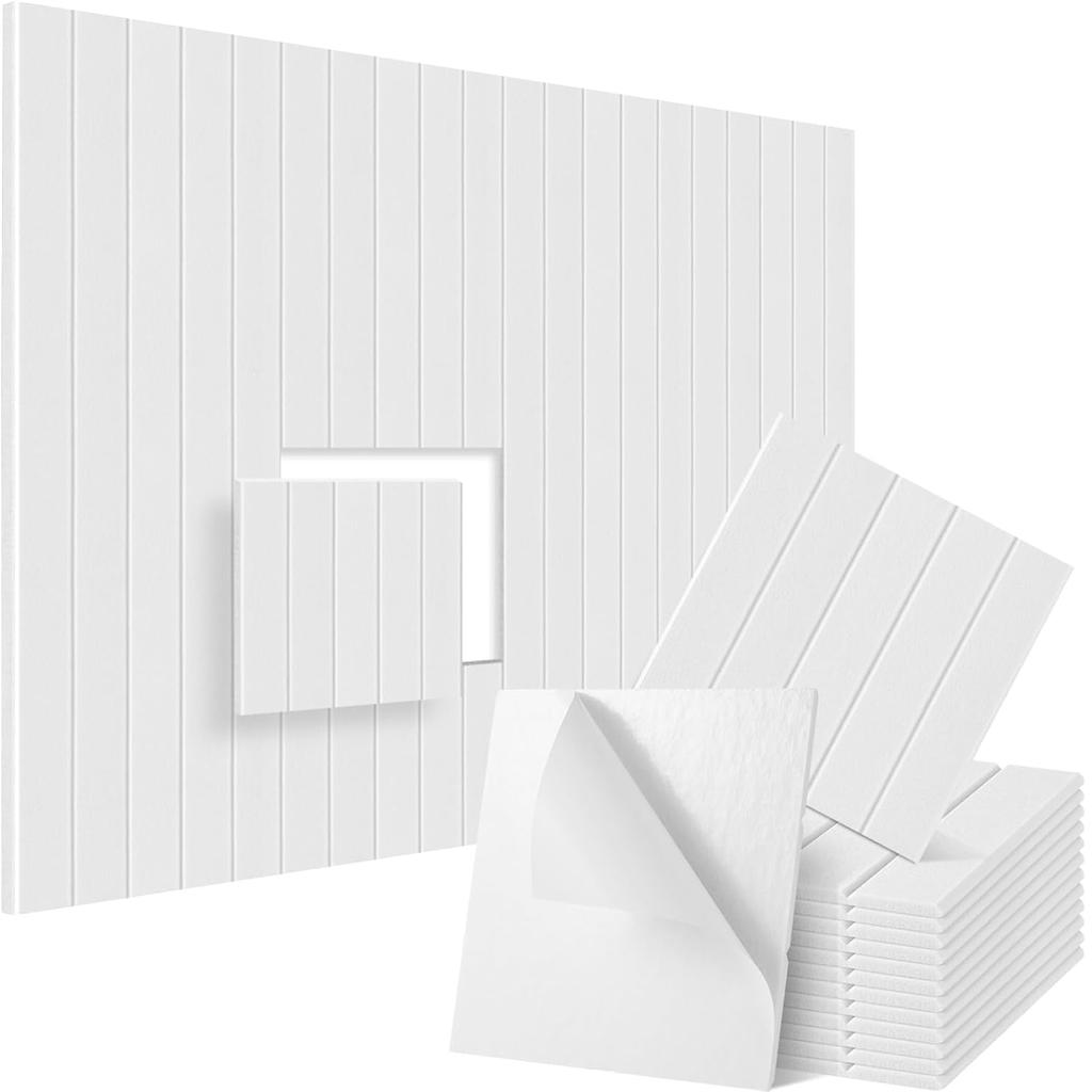 Pack of 12 Soundproof Foam Panels Wall Self Adhesive Acoustic Tiles Polyester Texture Perfect for Studios and Home Wall