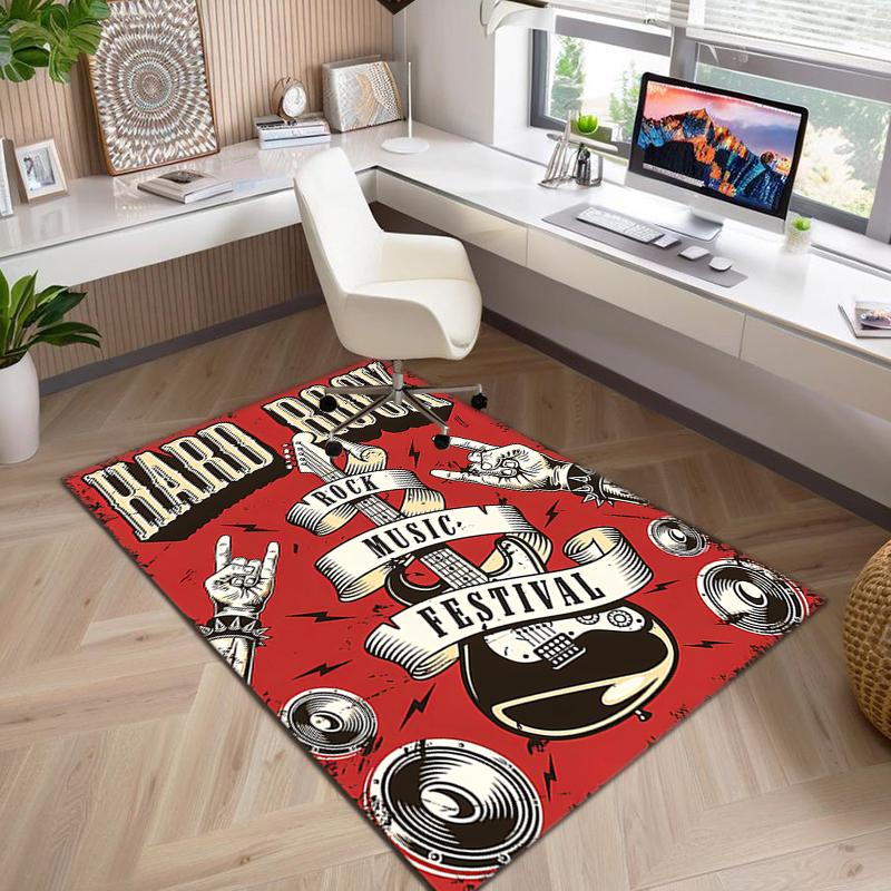 1Pc Musical Elements Printed Circular Carpet, Home Door Mat, Outdoor Travel Protection Carpet A9