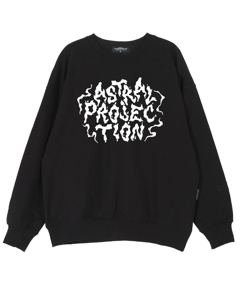 ASTRAL PROJECTION Hayes Lettering Oversized Drop Shoulder Sweatshirt_Black