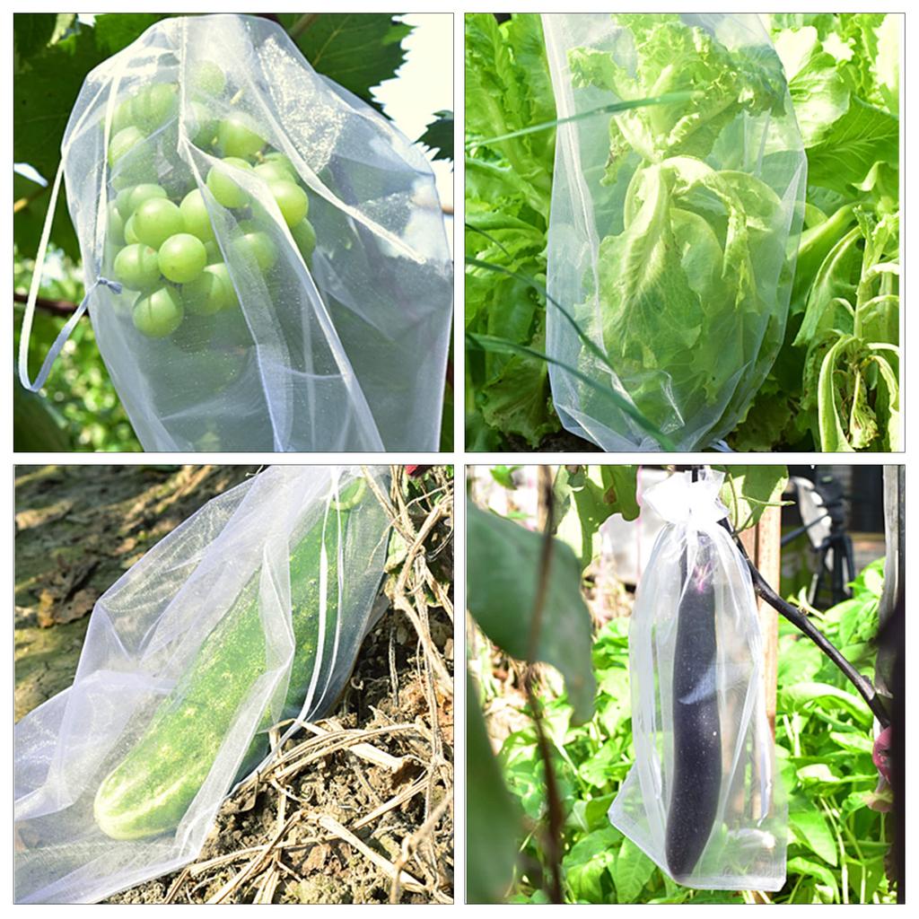 50/100pcs Strawberry Grapes Fruit Grow Bags Netting Mesh Vegetable Plant Protection Bags For Pest Control Anti-Bird Garden Tools