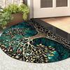 Tree of Life Semi-Circular Floor Mat Anti-Slip Welcome Entrance Rug for Living Room Bedroom Home Decor