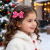 Toddler Girl Holiday Hair Pins Christmas Candies Bow Clip for Women Girls, Sweet Glitter Hairpins, Artificial Leather Cute Barrettes Clip, Pink