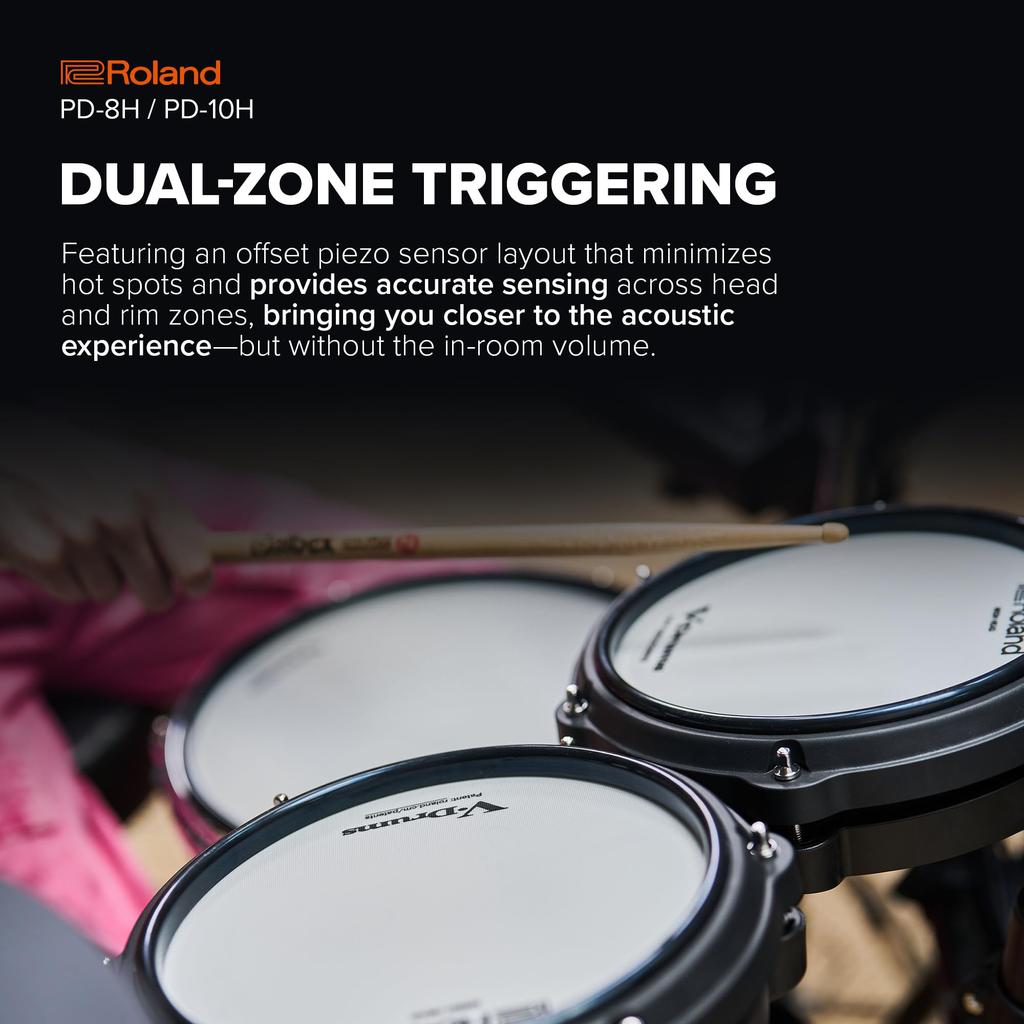Roland cm Dual Zone feel and response Durable and quiet Sturdy hoop and rubber rim design Compatible with a wide range of Roland PD-8H V-Pad 20.3