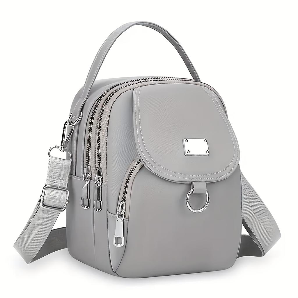 Women'S Chic Light Gray Crossbody Bag - Versatile Shoulder & Handbag with Multiple Zipper Compartments, Durable , Lined for Comfort and Style
