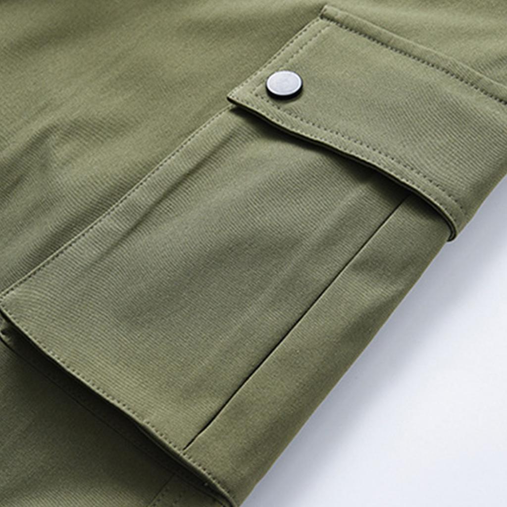 Men's Color Overalls Loose Fitting Drawstring Pants Trendy Multi Pocket Casual Pants