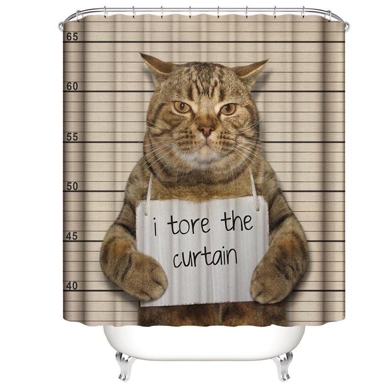 Cool Cat Shower Curtain Set Man Cave Bathroom Decor Awesome Hero Unicorn Shooting Fire Blue Polyester Fabric 12 Hooks Included