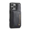 For iPhone 16 Pro Case AUTSPACE A13 Vintage Leather Back Cover with Magnetic Detachable Card Bag