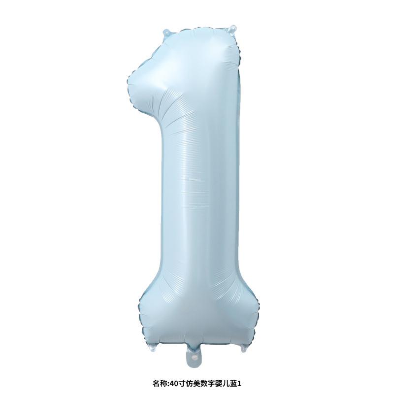 Balão de Alumínio Digital Azul Bebê de 40 Polegadas Crianças Bebê Primeiro Aniversário Festa Feliz Adereços para Fotos