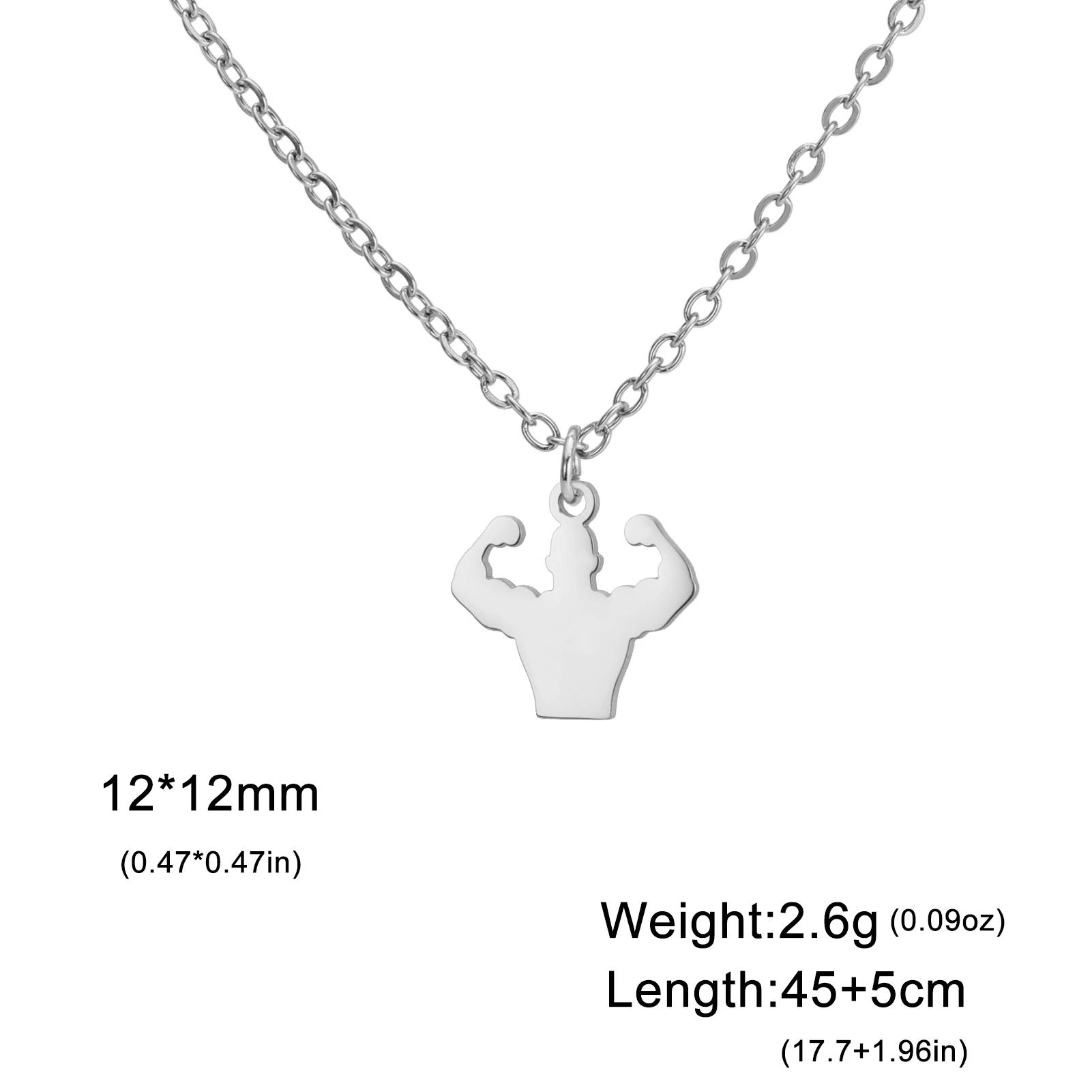 

Teamer Sports Stainless Steel Pendant Necklace Women Men Weight Lifting Barbell Marathon Muscle Running Jewelry Friends Gift New 45-50cm