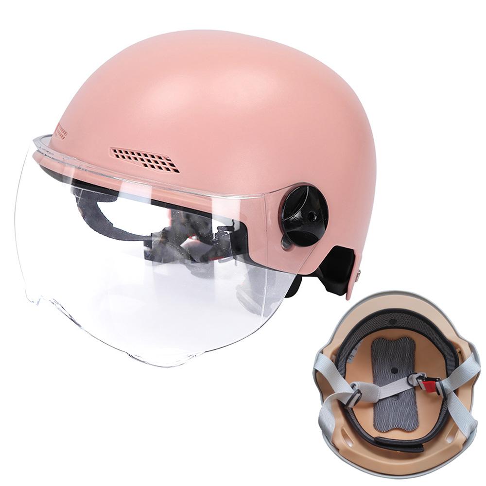 Men Motorcycle Helmet,Woman Electric Motor Car Scooter Bike Open Face Half Helmet,Anti-UV Safety Hat Bicycle Cap with Goggles