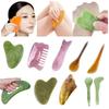 Gouache Scraper Natural Stone Gua Sha Massage Comb Head Body Meridian Scraping Reflexology Blood Circulation Jade Therapy Tools