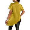 Women's Fashionable Loose-fitting Asymmetrical Hem Satin Blouse