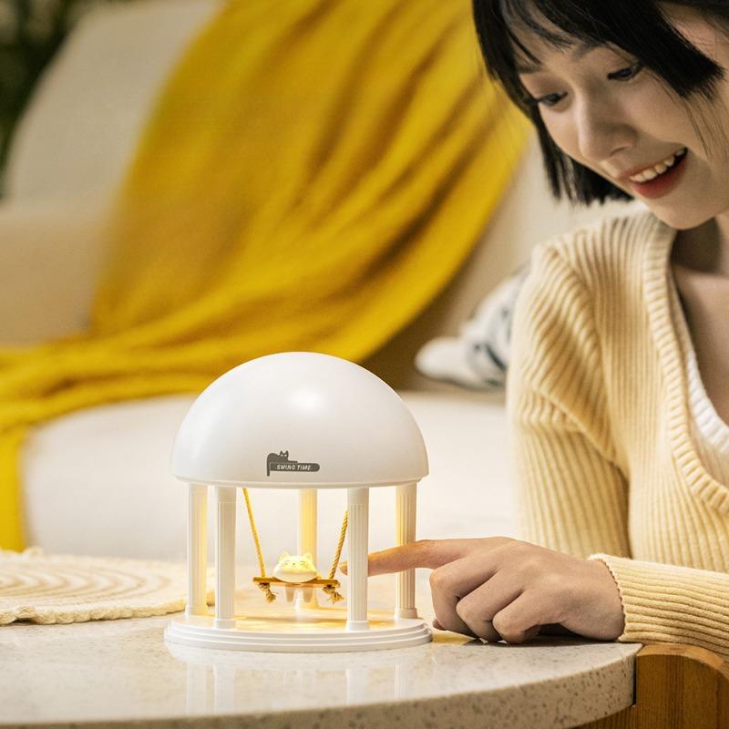 Dreamy Projector Ambient Night Light Wireless Bluetooth Speaker High Pitched Swing Cat Music Box Ambient Lamp