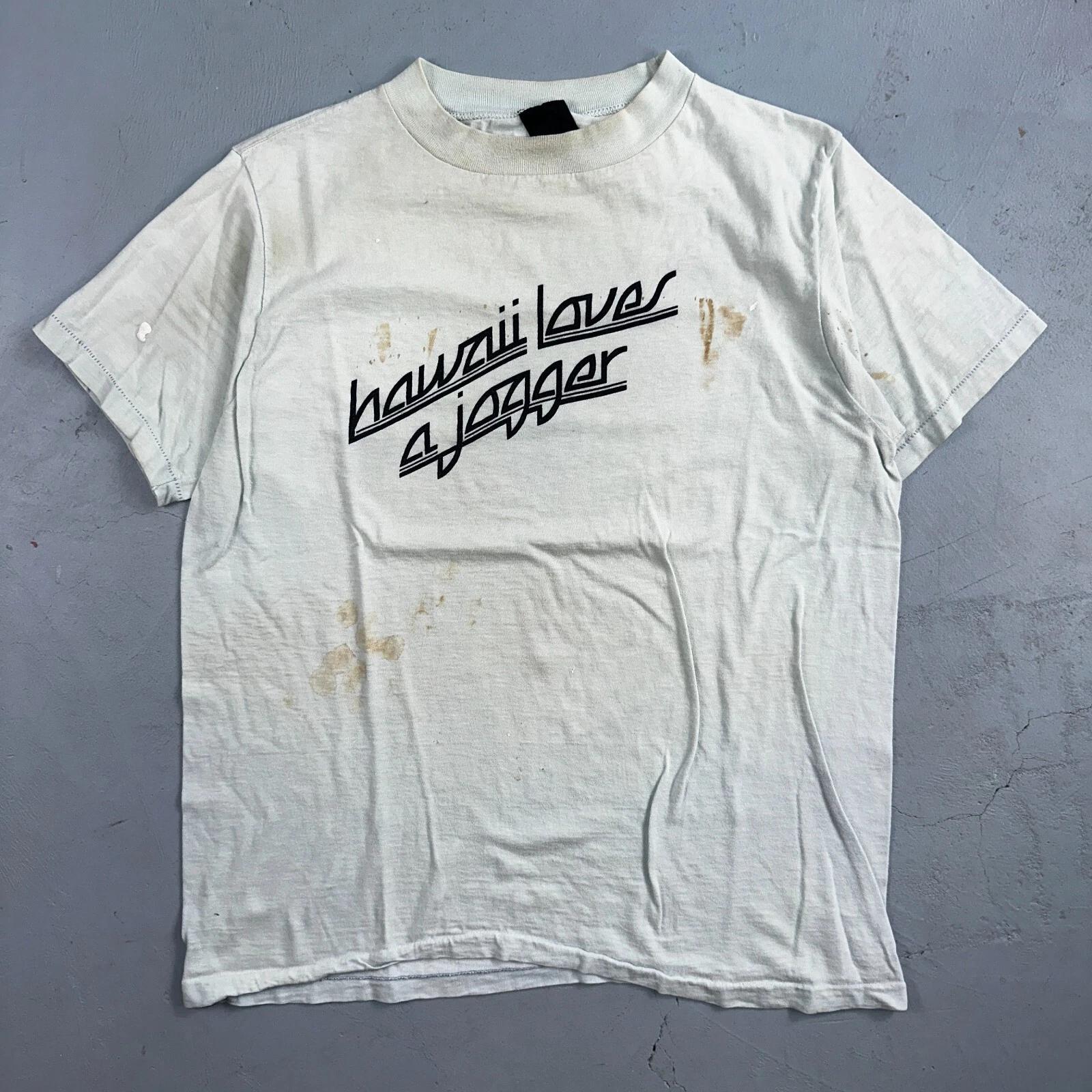 

Hawaii Loves A Jogger 1970s VTG T Shirt 70s Rockabilly Rare Text Graphic Running S