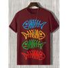Men's Colorful Fishbone Print Casual T-Shirt Funny Young Boy Summer Short Sleeve Chic Tops Daily Life O-neck Tunic