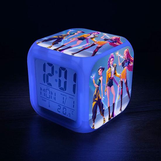 Small Digital Alarm Clock with LED Display for Bedrooms Bedside Battery Operated Electric Clock with Large Number Display Anime Therm Desk Decor for