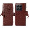 For Xiaomi 14T Case RFID Blocking Genuine Cow Leather Phone Case Ostrich Texture