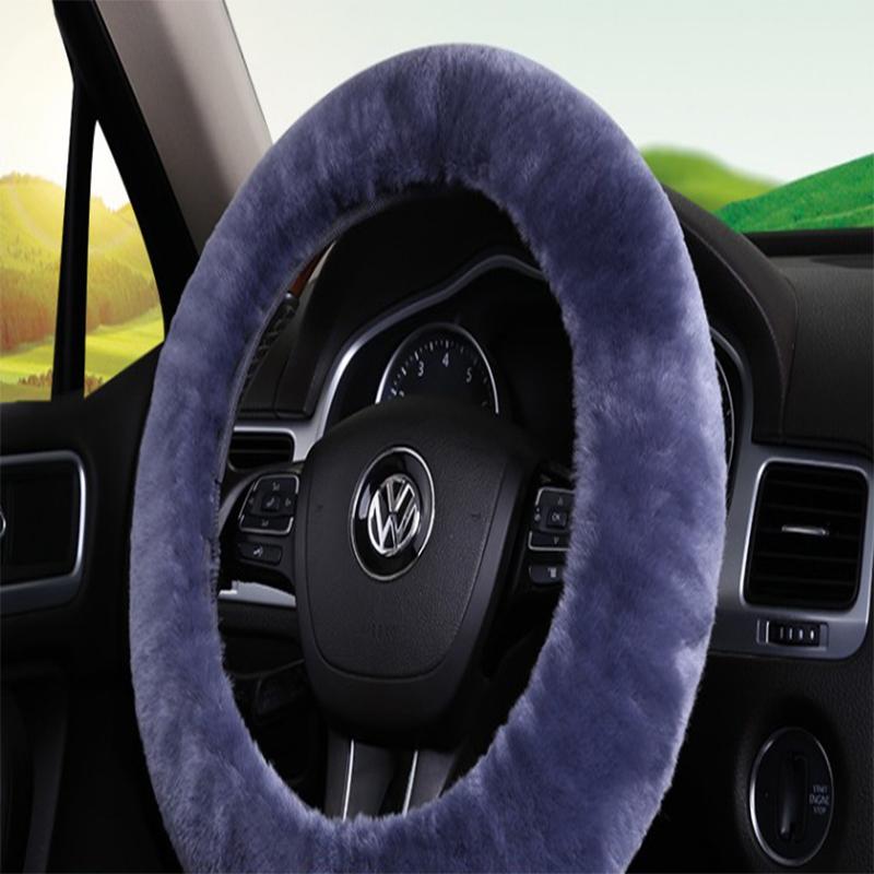 OFLBA Real Fur Car Steering Wheel Cover Auto Australian Sheepskin Steering Wheel Covers Universal Warm