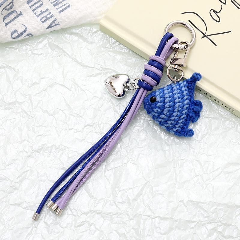 Ladies' Bag Pendants Cartoon Cute Handmade Weave Fish Kawaii Sweet Verstaile Bag Accessories Multifunctional Keychains For Girl