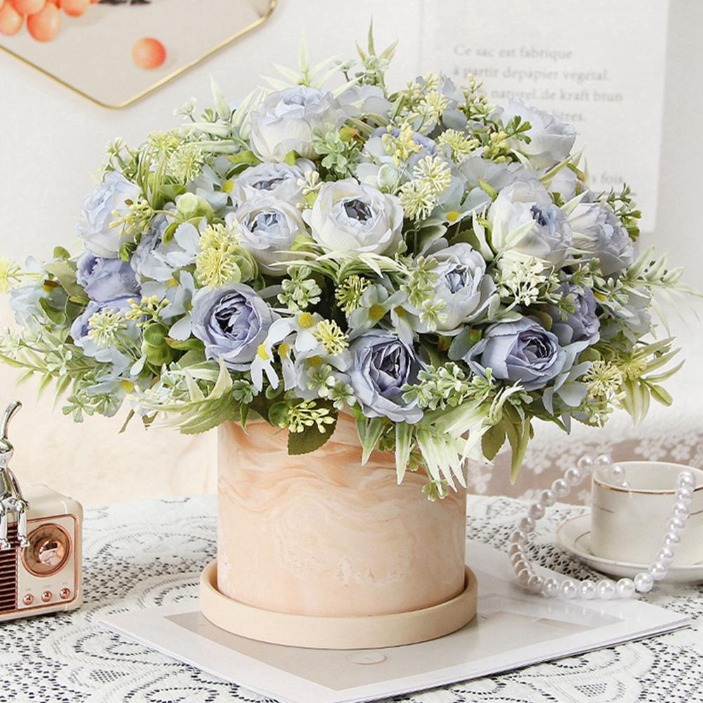 2 Stück künstliche Rosenblumenstrauß falsche Blumen Hochzeitsdekoration für Haus Zimmer Dekoration Blumenarrangement Hochzeitsbraut Dekor