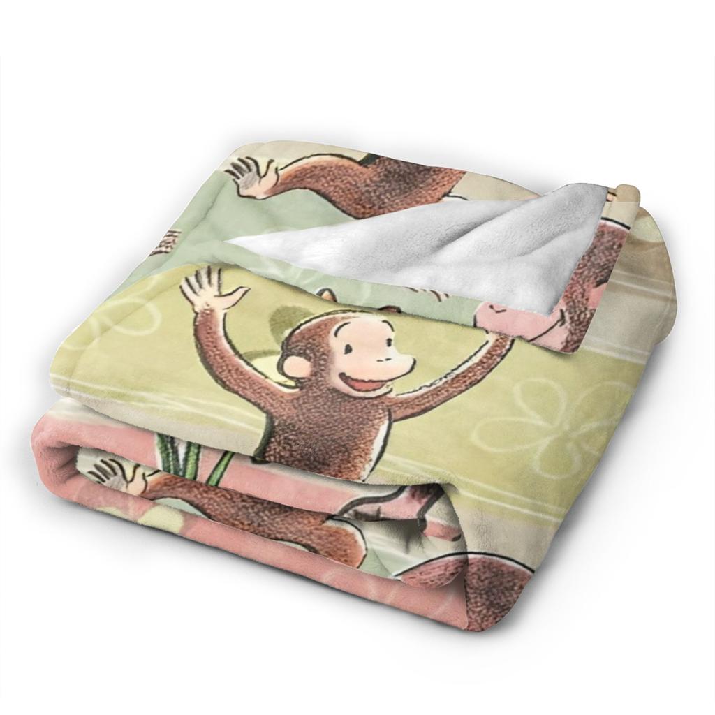 Curious George Monkey Cartoon Blanket Cover Plush Throw Blanket Summer Air Conditioning Decoration Soft Warm Bedsprea,