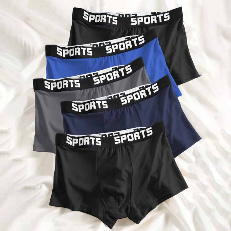 Men's Letter Print Boxer Shorts Soft Breathable Underwear Comfortable Elastic Waistband  Sporty & Casual Boxers Underpants