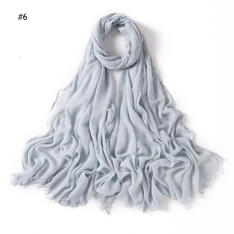 % Rayon Pleated Solid Color Human Cotton Two-end Beard Bag Headscarf Female, New Breathable Soft Scarf