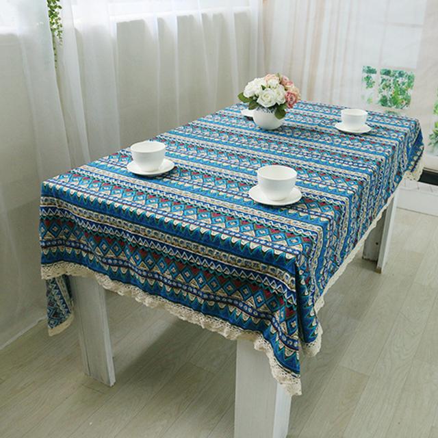 Table Cloth With Tassel Printing Bohemia Vintage Tablecloth Linen Rectangular Elegant Table Cover Wedding Party Home Textile