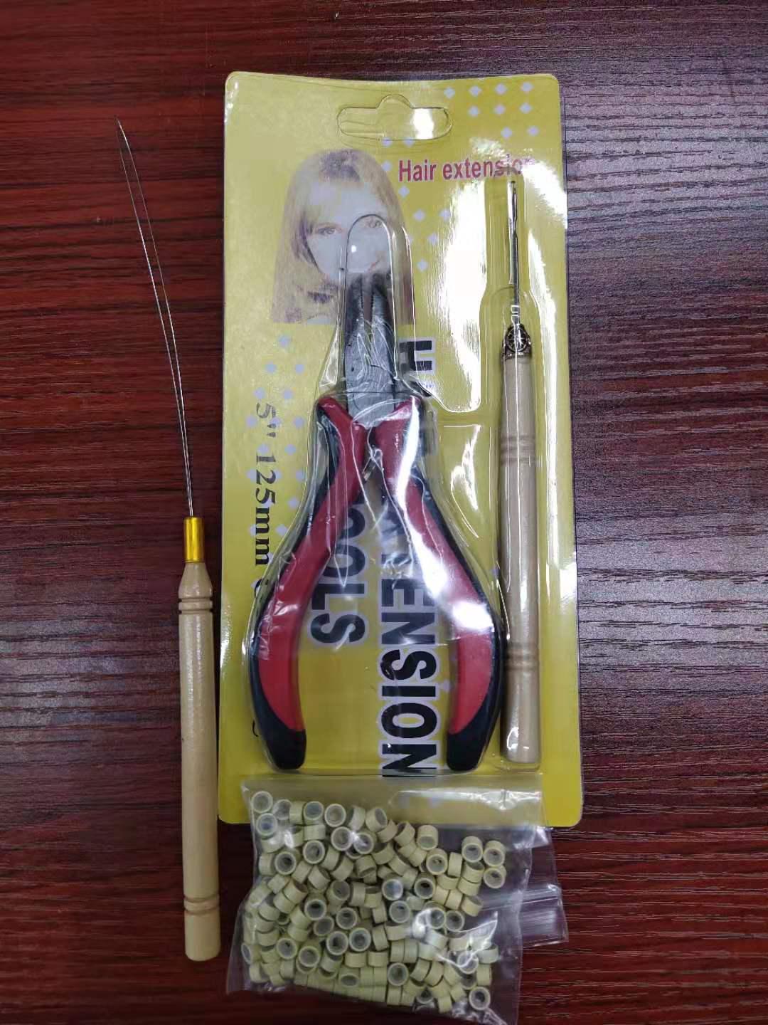 Набор силиконовых зажимов для париков и наращивания волос с деревянным крючком для вязания