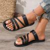 Women's Flat Slippers Women's Spring and Summer New Fashion Lightweight Solid Color Woven Beach Sandal Slippers