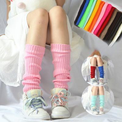 Candy Color Sweet Girl Leg Warmers ΝΕΟ Κορεάτικο πλεκτό κάλυμμα ποδιών Γυναικείο μονόχρωμο Φθινοπωρινό Χειμώνα Κομψή ελαστική κάλτσα μακριά σωλήνα